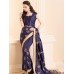 CS-26 NAVY BLUE INDIAN DESIGNER PARTY WEAR SAREE WITH FULL SLEEVE BLOUSE