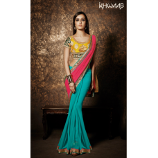 Yellow and Pink OUTSTANDING KHAWAB WEDDING WEAR SAREE