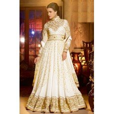 White BREATHTAKING SHENOA WEDDING WEAR HEAVY EMBROIDERED DESIGNER DRESS 